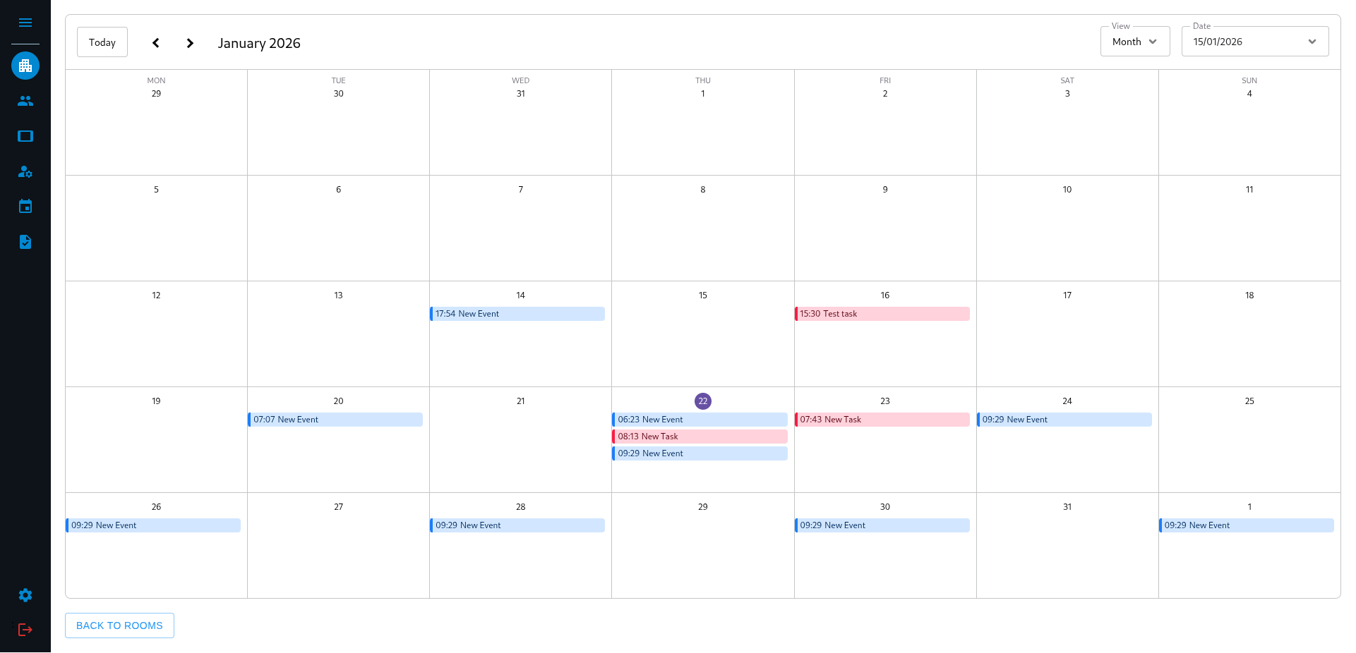 Calendar in month view